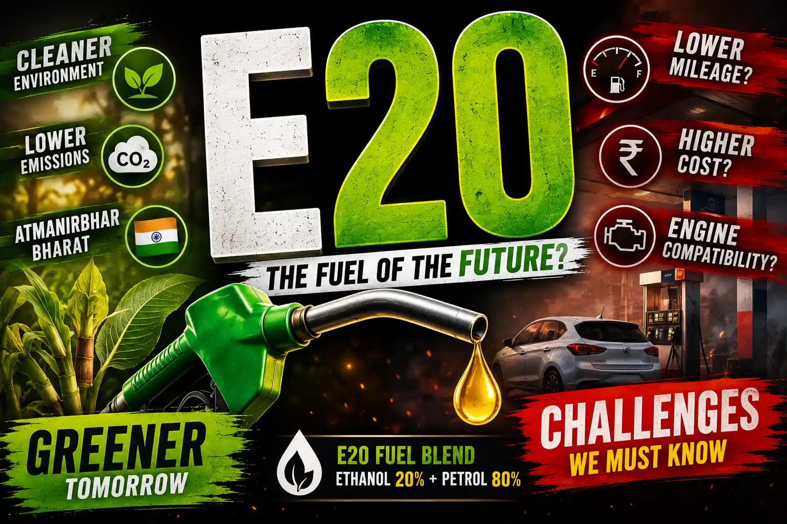 How does E20 affect mileage for older vehicles?